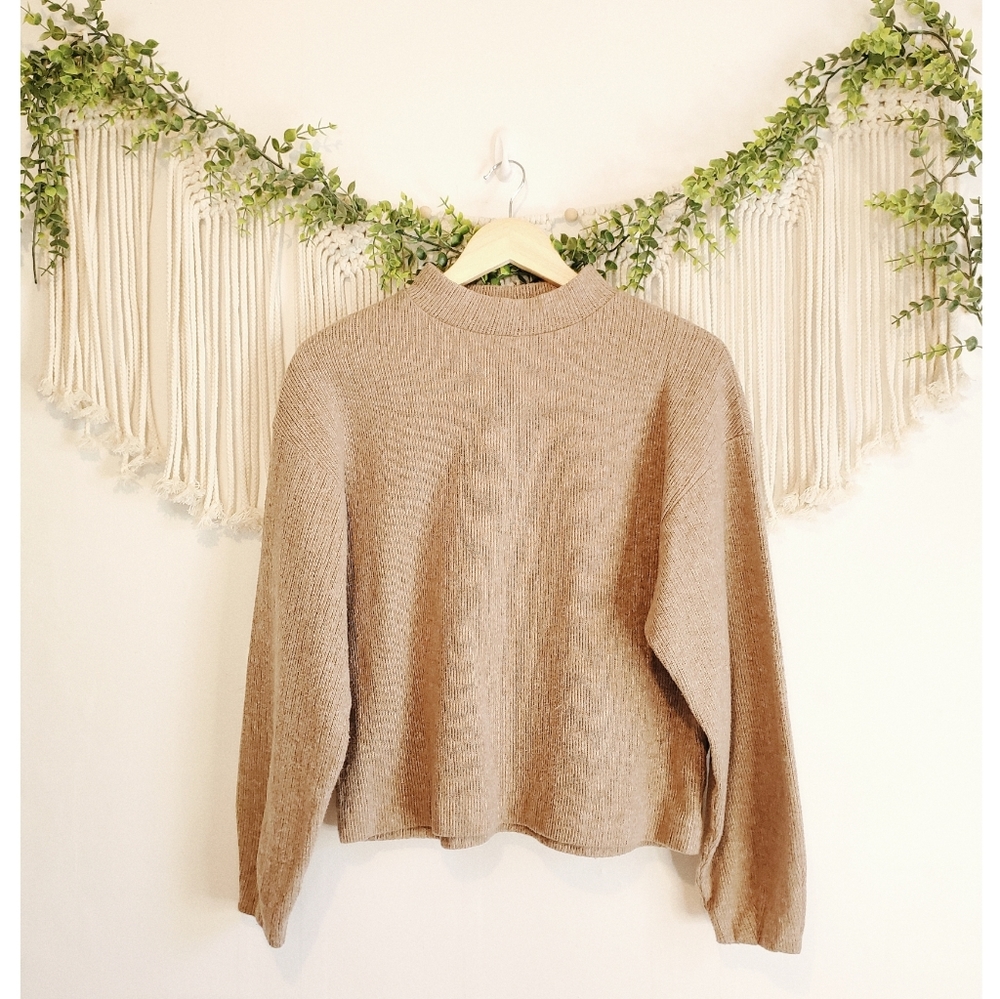 ZARA Neutral Mock Neck Long Sleeve Sweater Top M